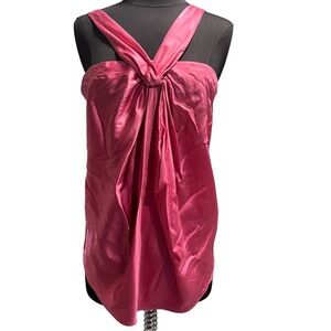 7 For All Mankind Pink Silk Halter Neck Top